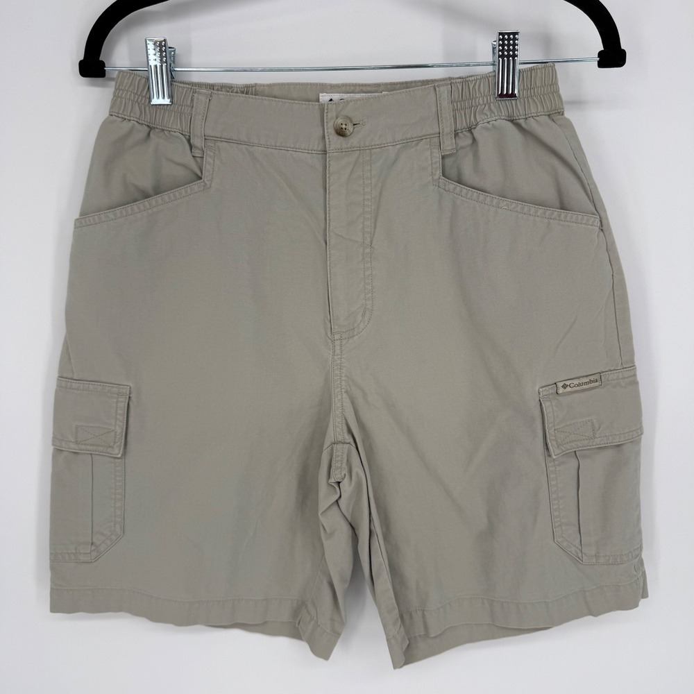 COLUMBIA VINTAGE WOMEN'S 100% COTTON CARGO SHORTS‎ CREAM HIKING OUTDOOR SZ 8